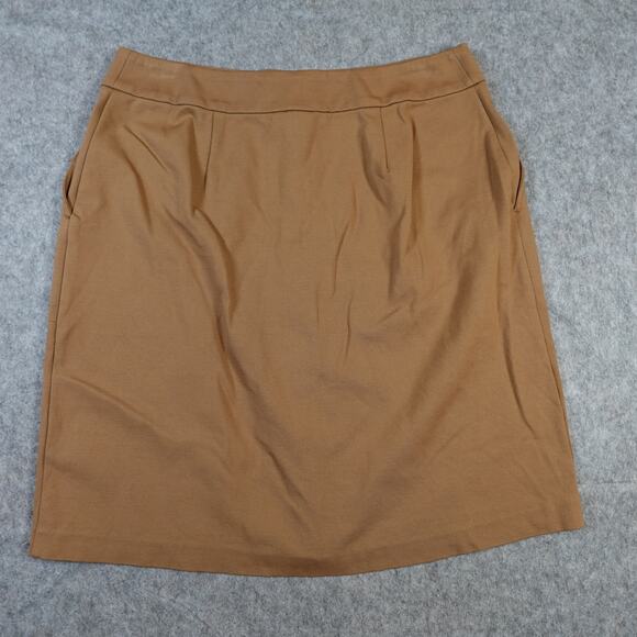 J. Jill Skirt Womens Medium Ponte Pencil Mini Button Brown Military Western - Picture 5 of 9